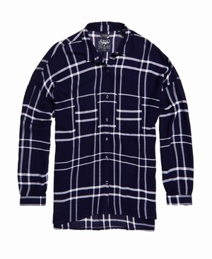 Superdry Mariner Check Boyfriend Női Ing Sötétkék | JXIAG8317